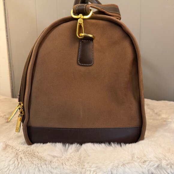 Vtg Diane von Furstenberg Brown Travel Bag Adjustable Strap W/ Brass Hardware - Picture 8 of 13